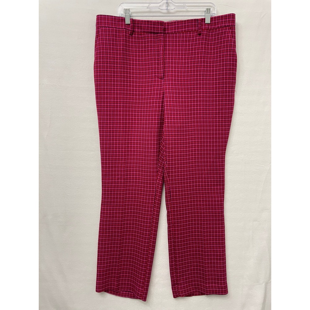 New Ann Taylor Sophia Curvy Pants size 16 Pink Houndstooth Straight Leg Office